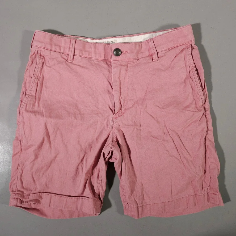 Faherty Shorts Mens 31 Pink Organic Cotton Tencel Stretch Flat Front MBS2203-FDF